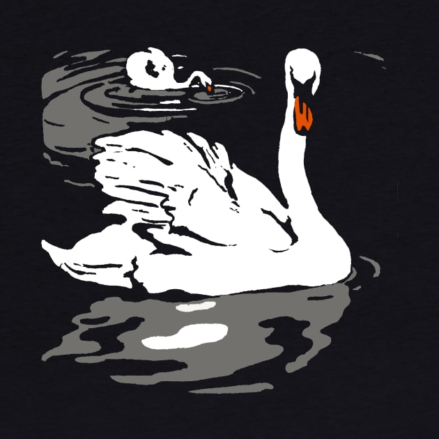 Victorian Swan on Water I by Pixelchicken